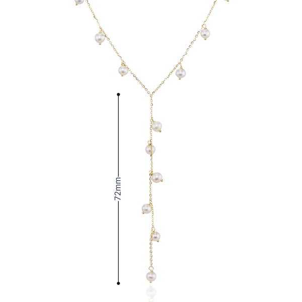 9ct Yellow Gold Pearl Drop Necklace - 16/18" - 2.2g