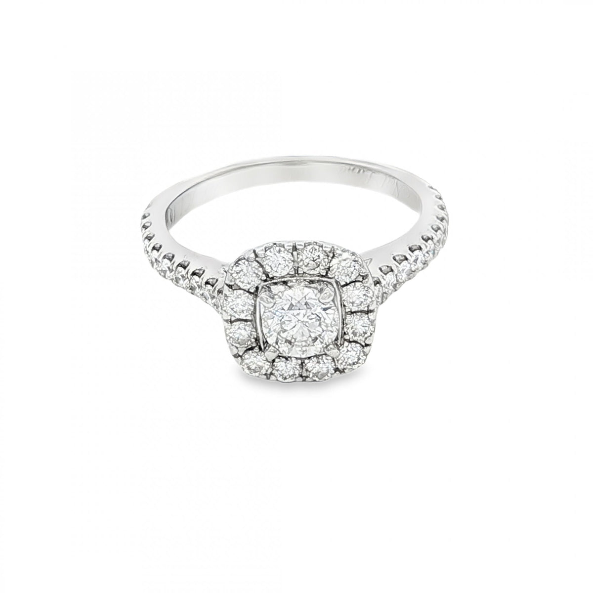 14ct White Gold Diamond Cluster Ring - Size N - 1.16ct