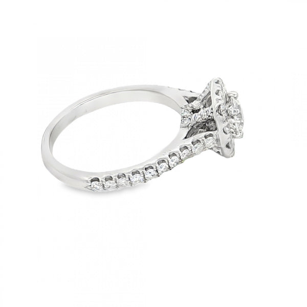 14ct White Gold Diamond Cluster Ring - Size N - 1.16ct