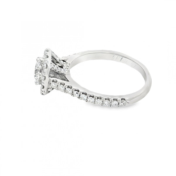 14ct White Gold Diamond Cluster Ring - Size N - 1.16ct