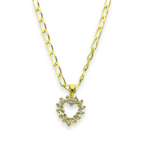9ct Yellow Gold Diamond Heart Pendant & Necklace - 18" - 5.1g