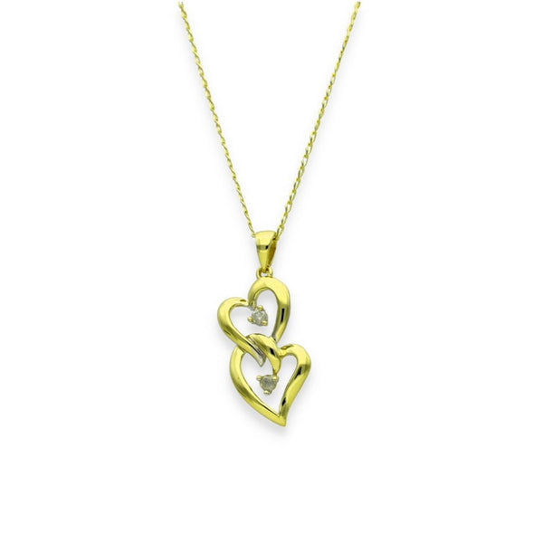 9ct Yellow & White Gold Diamond Heart Pendant & Necklace - 18"