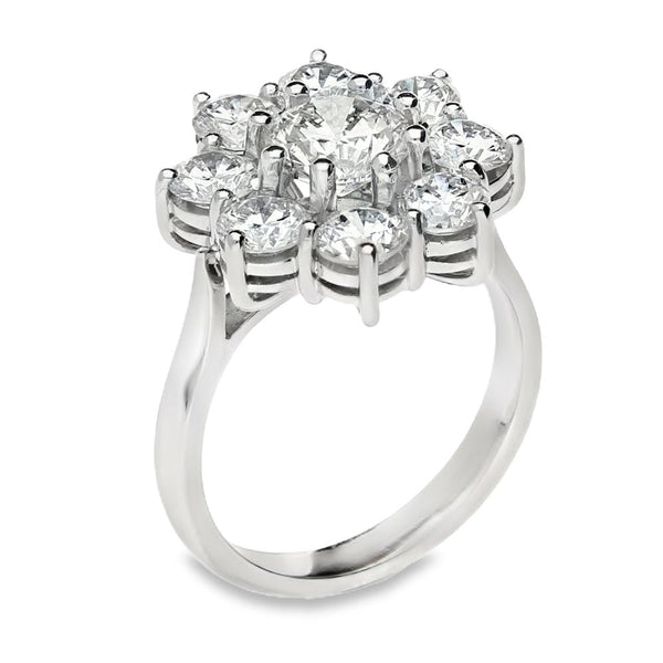 Platinum 9 Stone Diamond Cluster Ring 2.94ct