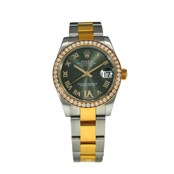 Lady-Datejust 178383 - Olive Green Dial - Diamond Bezel - 2015