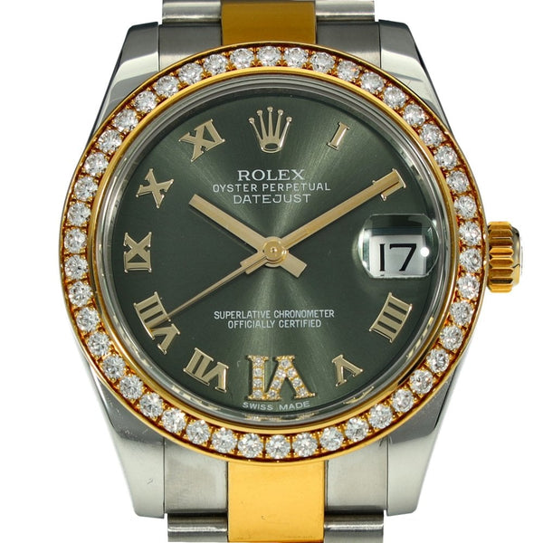 Lady-Datejust 178383 - Olive Green Dial - Diamond Bezel - 2015