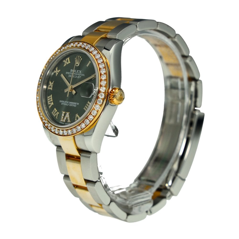 Lady-Datejust 178383 - Olive Green Dial - Diamond Bezel - 2015