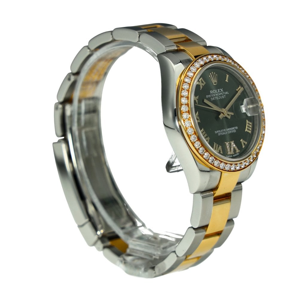 Lady-Datejust 178383 - Olive Green Dial - Diamond Bezel - 2015