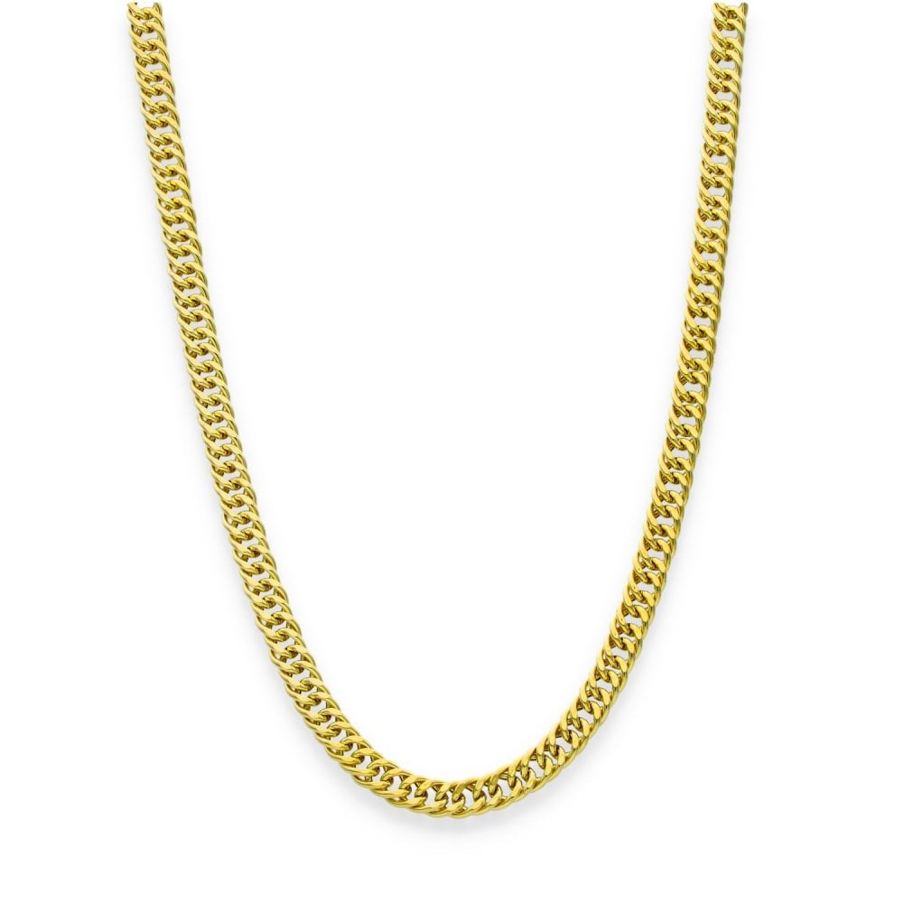 9ct Yellow Gold Hollow Double Curb Chain - 20" - 7.9g