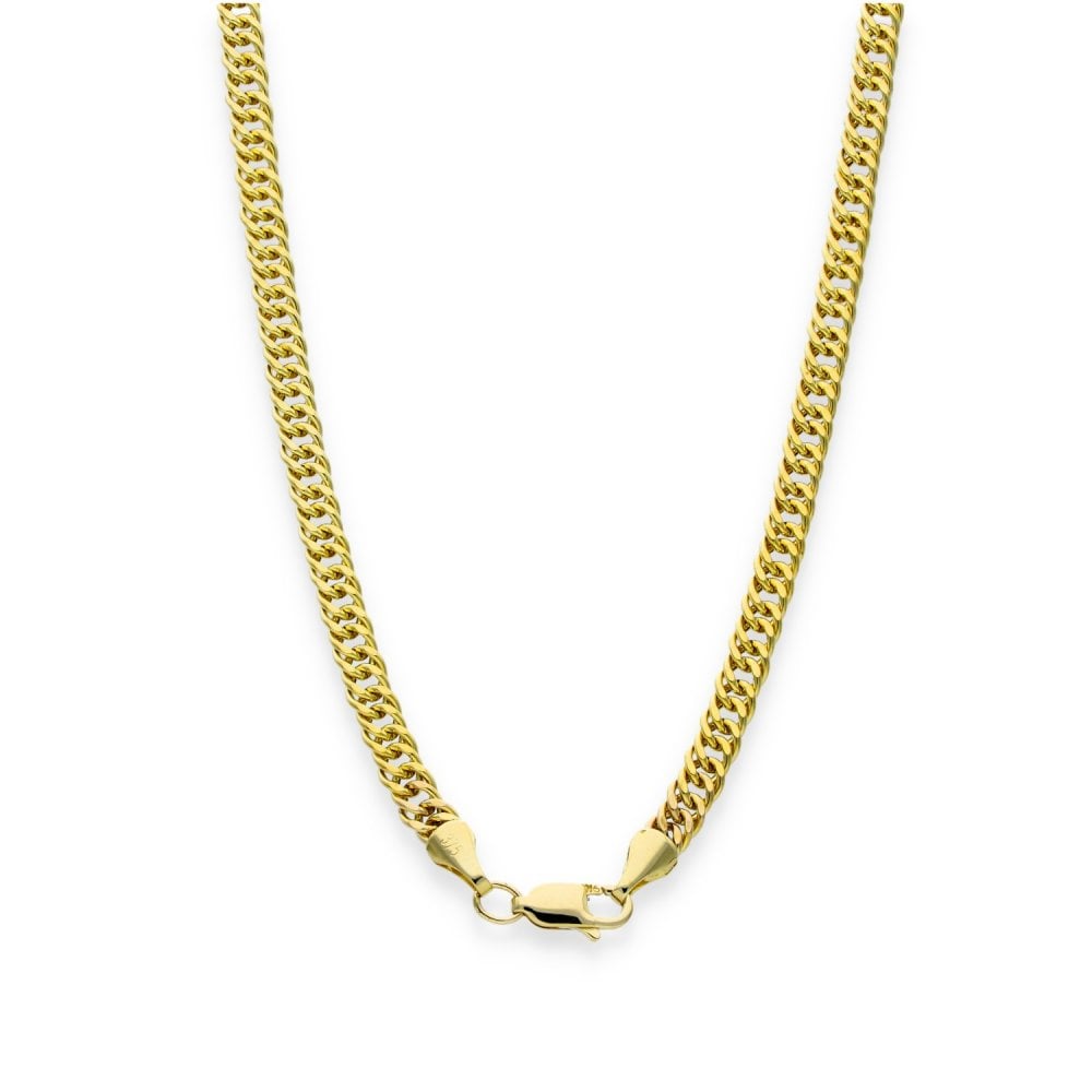 9ct Yellow Gold Hollow Double Curb Chain - 20" - 7.9g