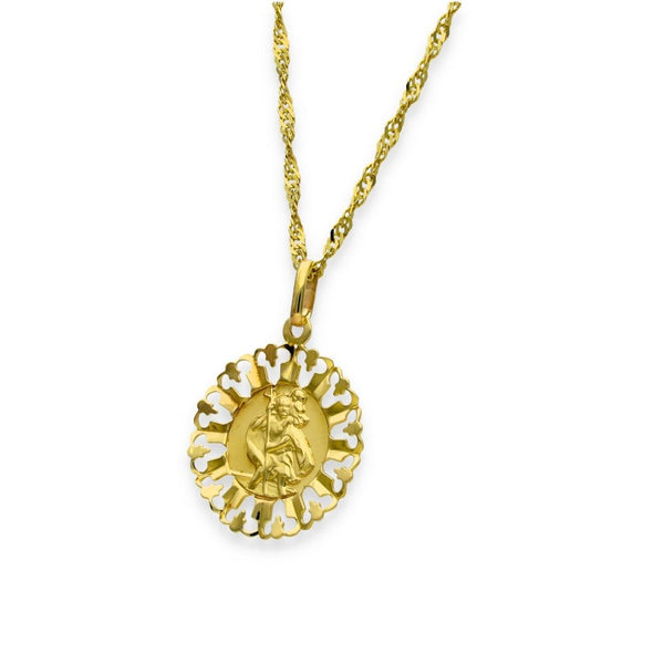9ct Yellow Gold St. Christopher Pendant & Necklace - 18" - 6.4g