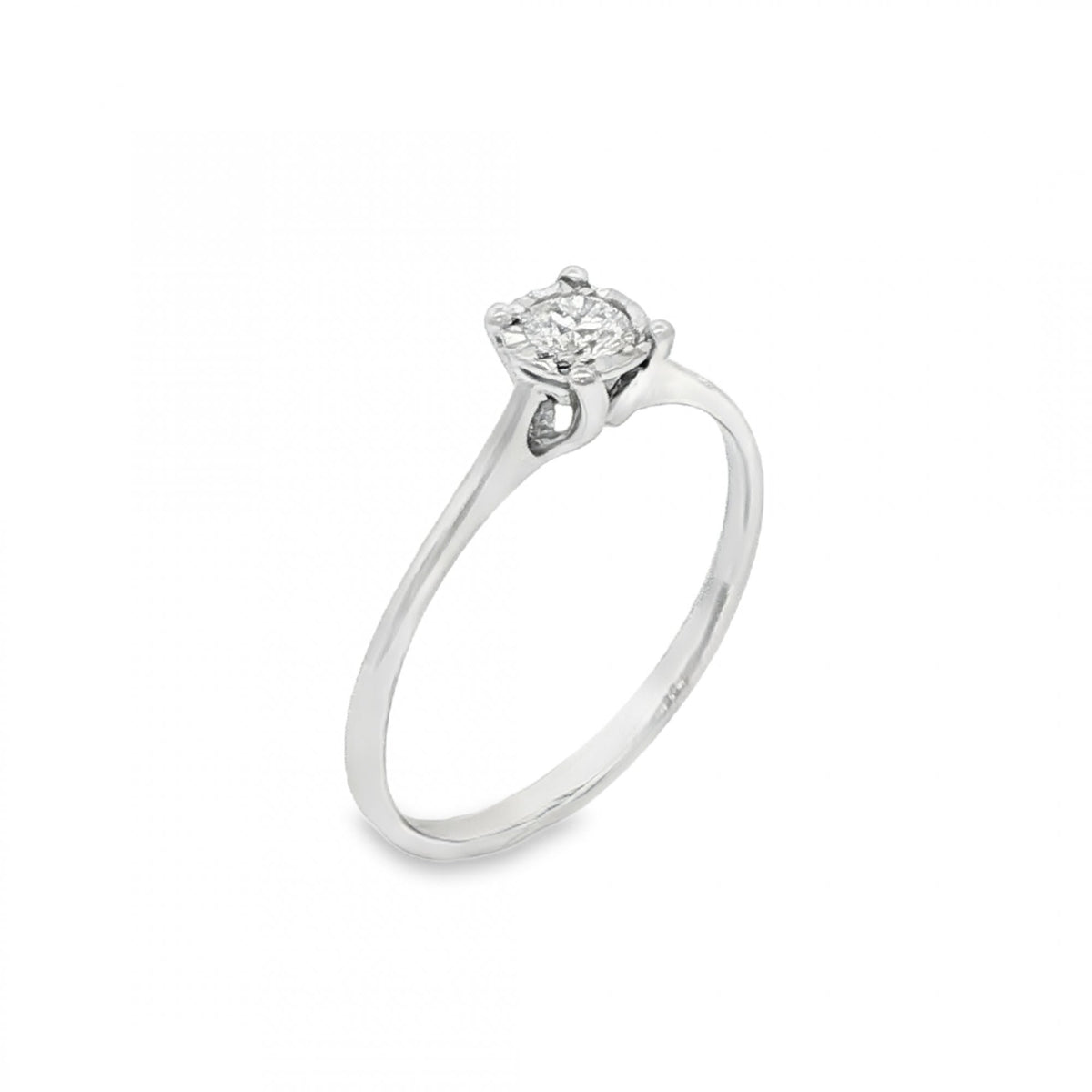 9ct White Gold Diamond Engagement Ring - Size M½ - 0.17ct