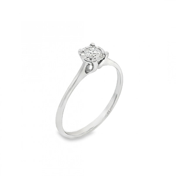 9ct White Gold Diamond Engagement Ring - Size M½ - 0.17ct