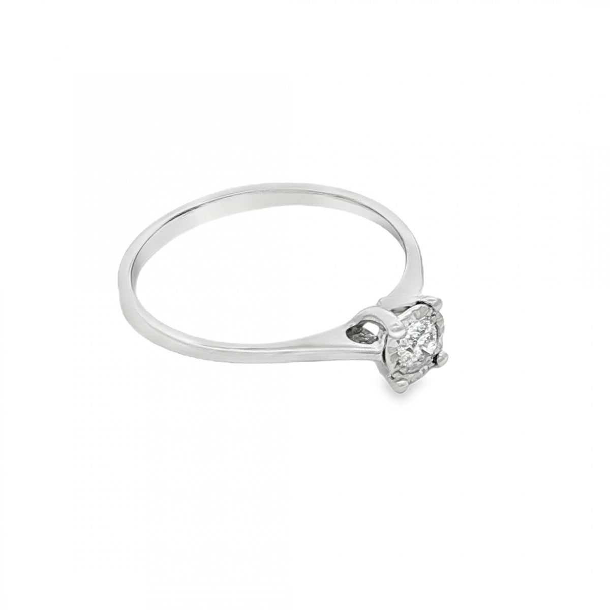 9ct White Gold Diamond Engagement Ring - Size M½ - 0.17ct