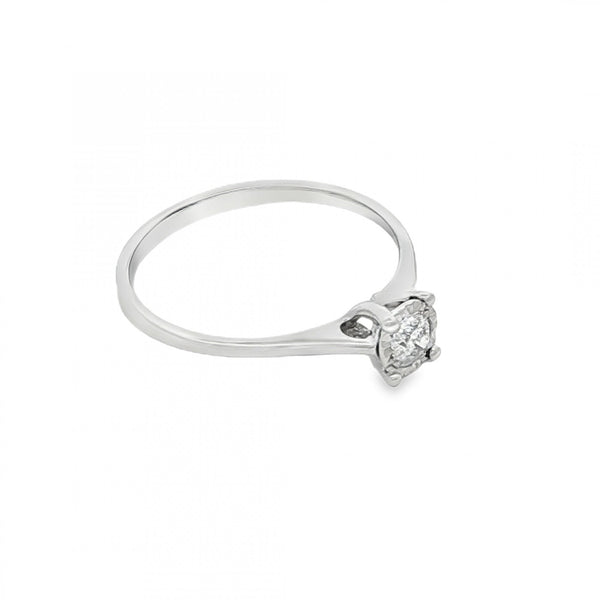 9ct White Gold Diamond Engagement Ring - Size M½ - 0.17ct