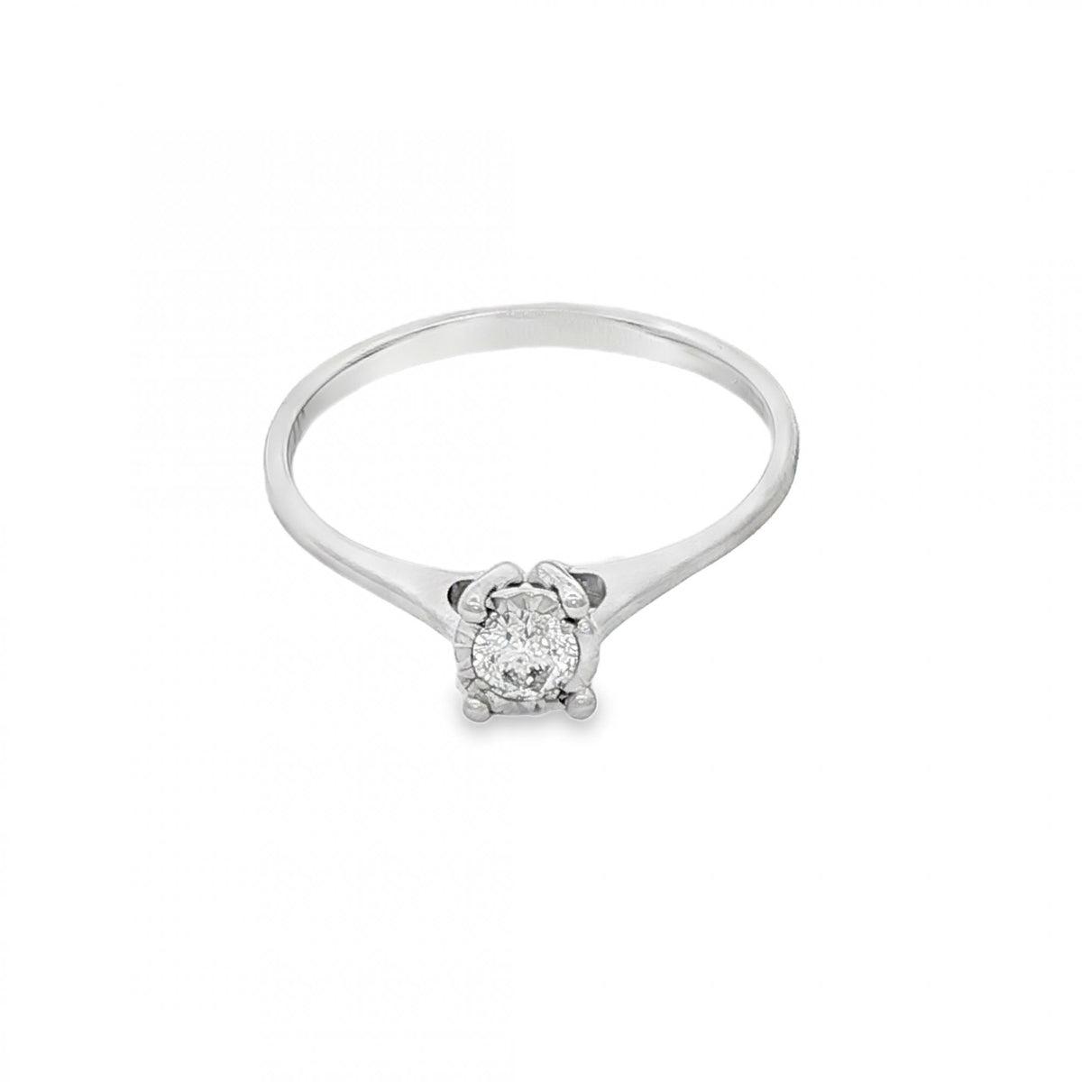 9ct White Gold Diamond Engagement Ring - Size M½ - 0.17ct