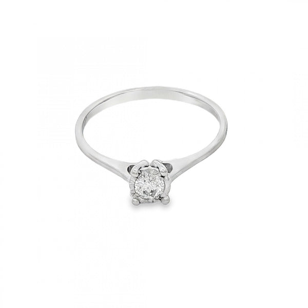 9ct White Gold Diamond Engagement Ring - Size M½ - 0.17ct