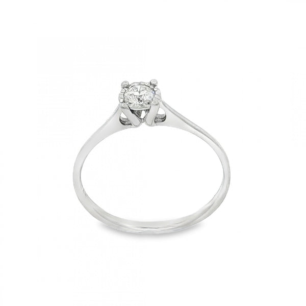 9ct White Gold Diamond Engagement Ring - Size M½ - 0.17ct