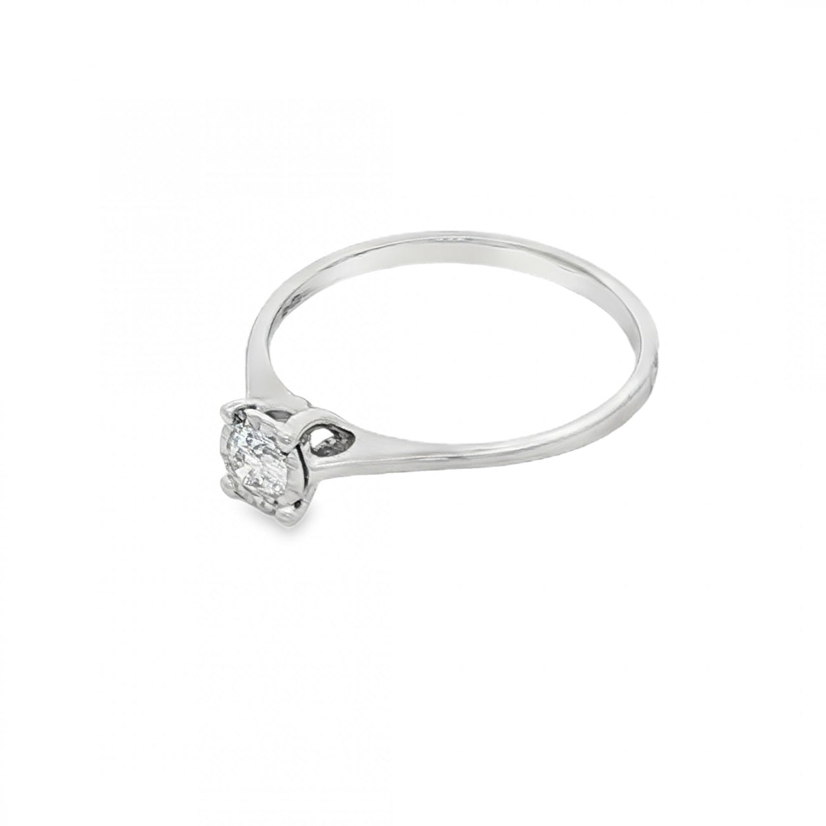 9ct White Gold Diamond Engagement Ring - Size M½ - 0.17ct