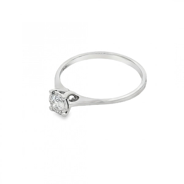 9ct White Gold Diamond Engagement Ring - Size M½ - 0.17ct