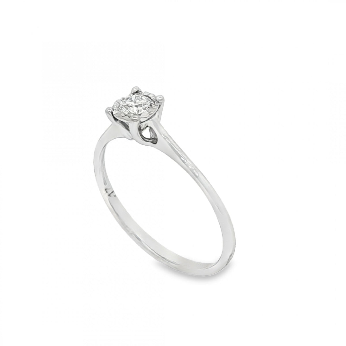 9ct White Gold Diamond Engagement Ring - Size M½ - 0.17ct