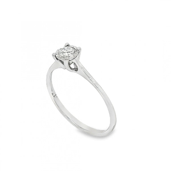 9ct White Gold Diamond Engagement Ring - Size M½ - 0.17ct