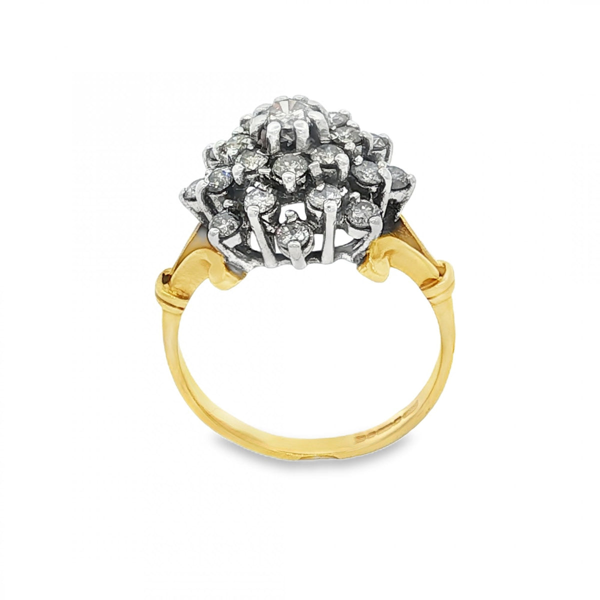 18ct Yellow Gold Diamond Cluster Ring - Size L½ - 1.00ct