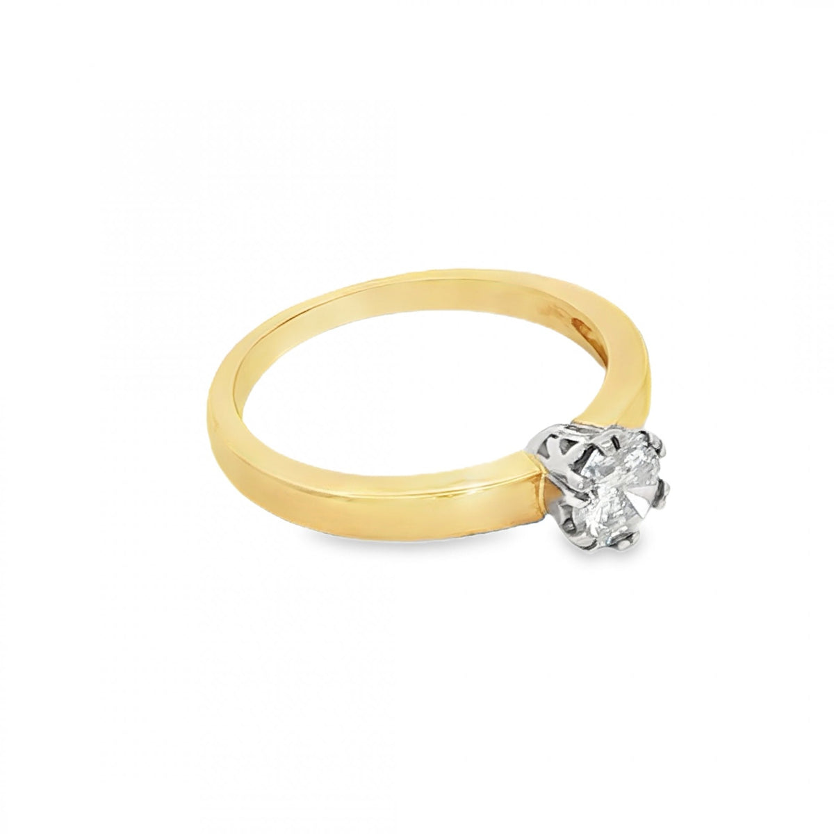 18ct Yellow Gold Diamond Engagement Ring - Size M - 0.49ct
