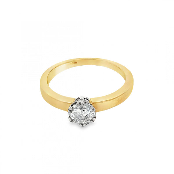 18ct Yellow Gold Diamond Engagement Ring - Size M - 0.49ct