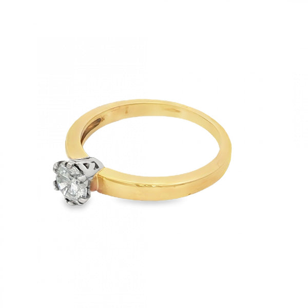 18ct Yellow Gold Diamond Engagement Ring - Size M - 0.49ct