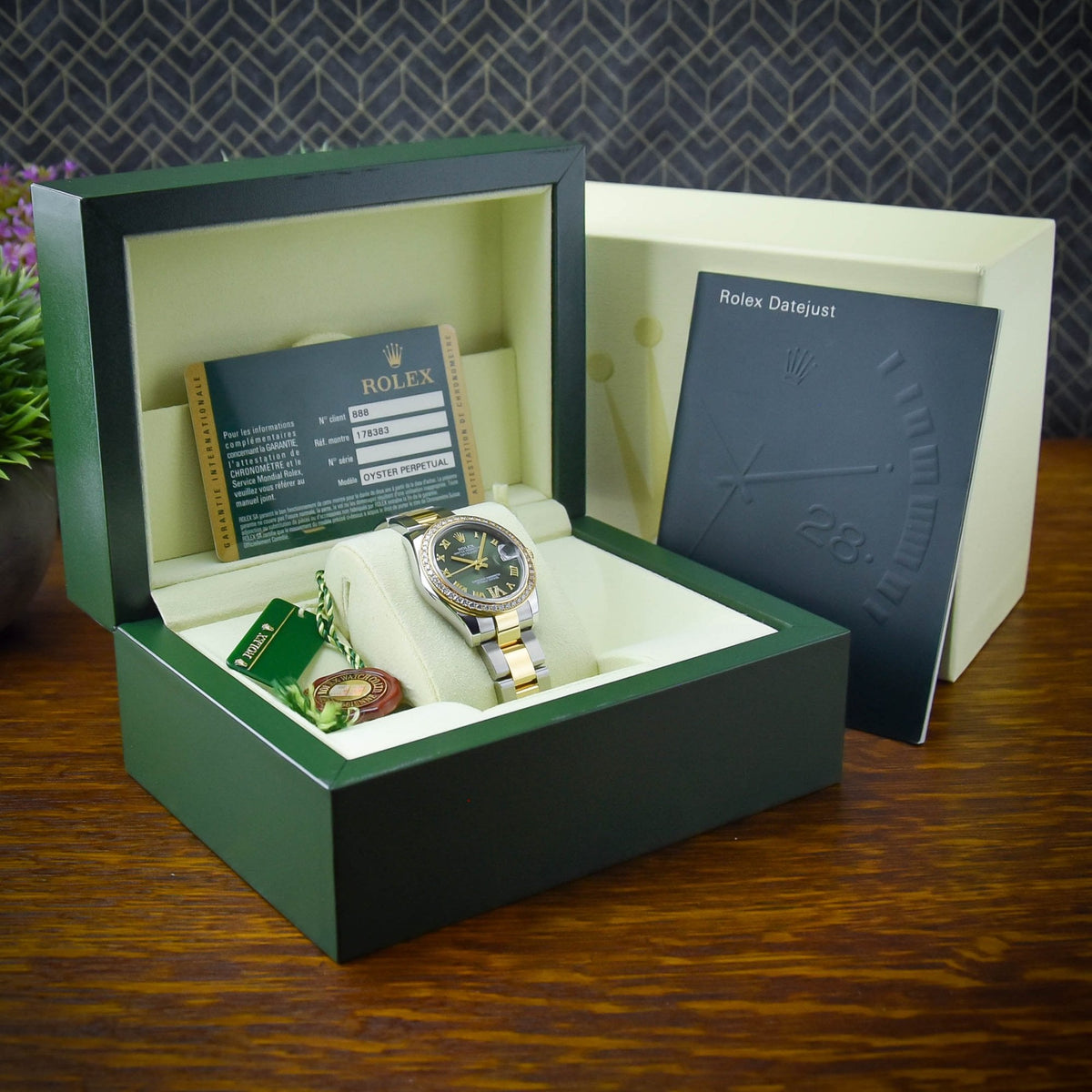 Lady-Datejust 178383 - Olive Green Dial - Diamond Bezel - 2015