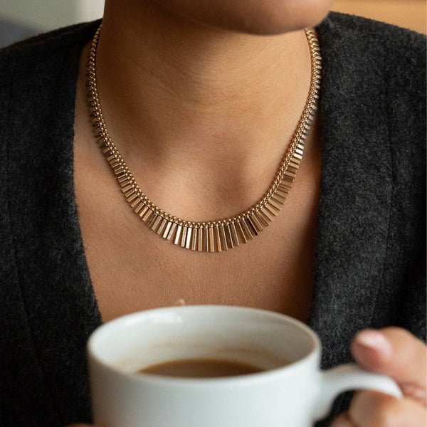 9ct Yellow Gold Fancy Necklace - 17" - 24.5g