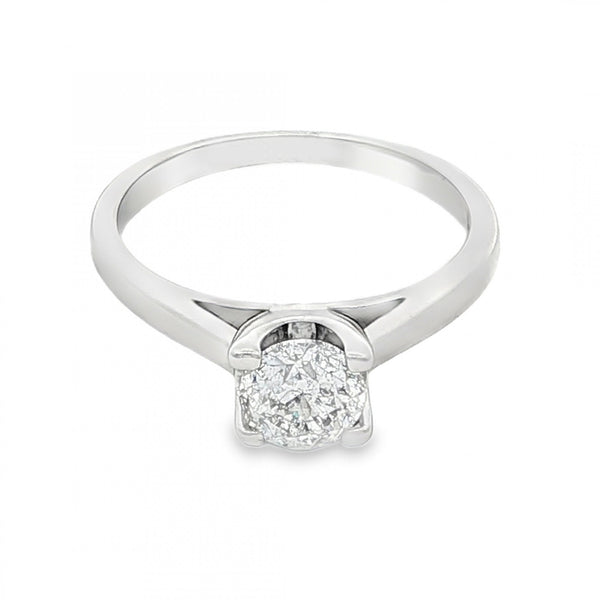 18ct White Gold Diamond Engagement Ring - Size N - 0.79ct