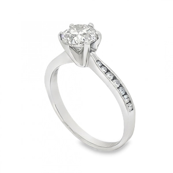 18ct White Gold Diamond Engagement Ring - Size H - 1.03ct