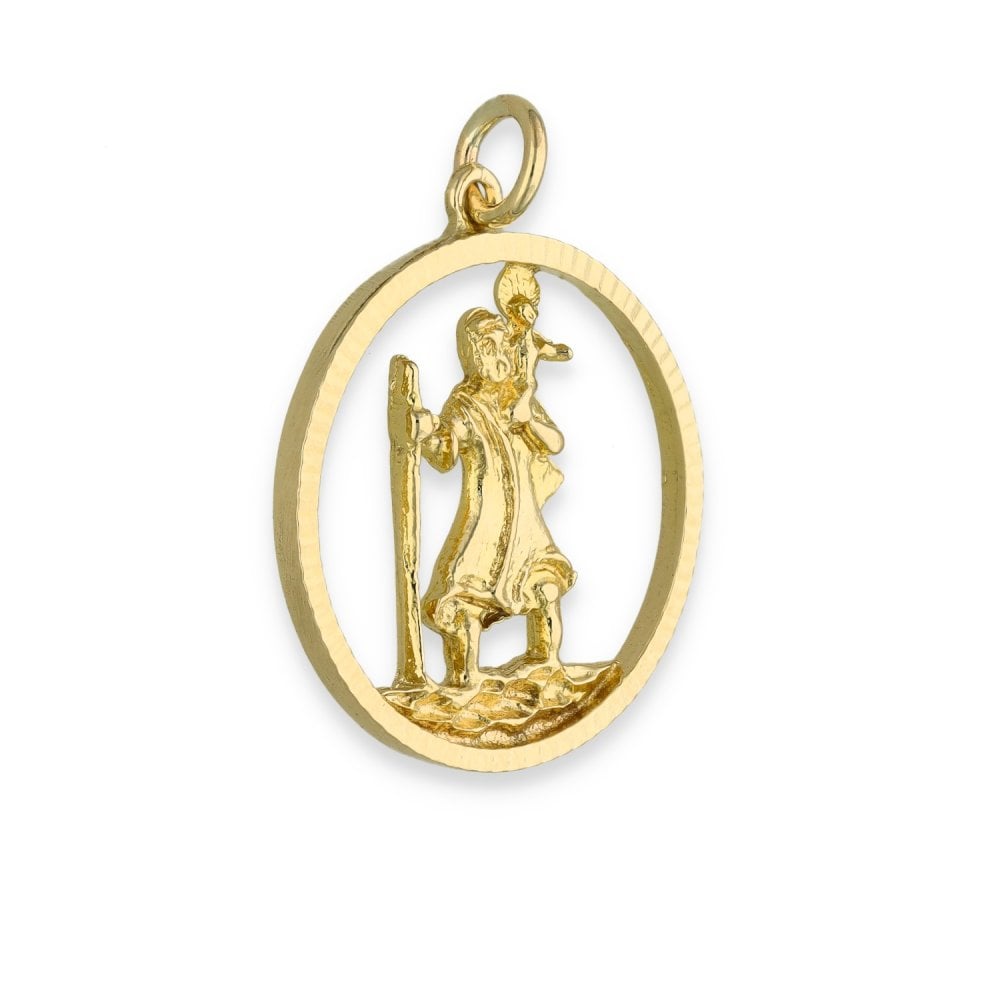 9ct Yellow Gold Open St. Christopher Pendant - 20x22x1.5mm - 1.9