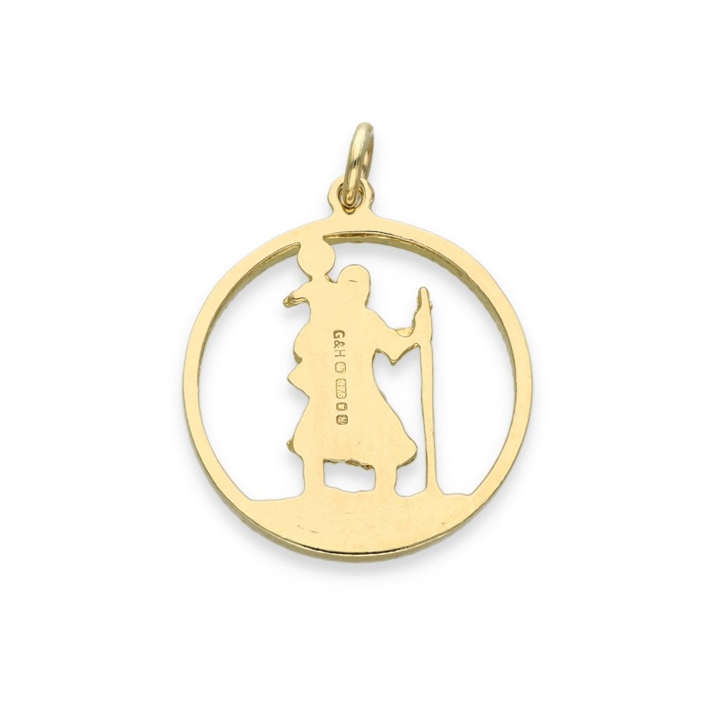 9ct Yellow Gold Open St. Christopher Pendant - 20x22x1.5mm - 1.9