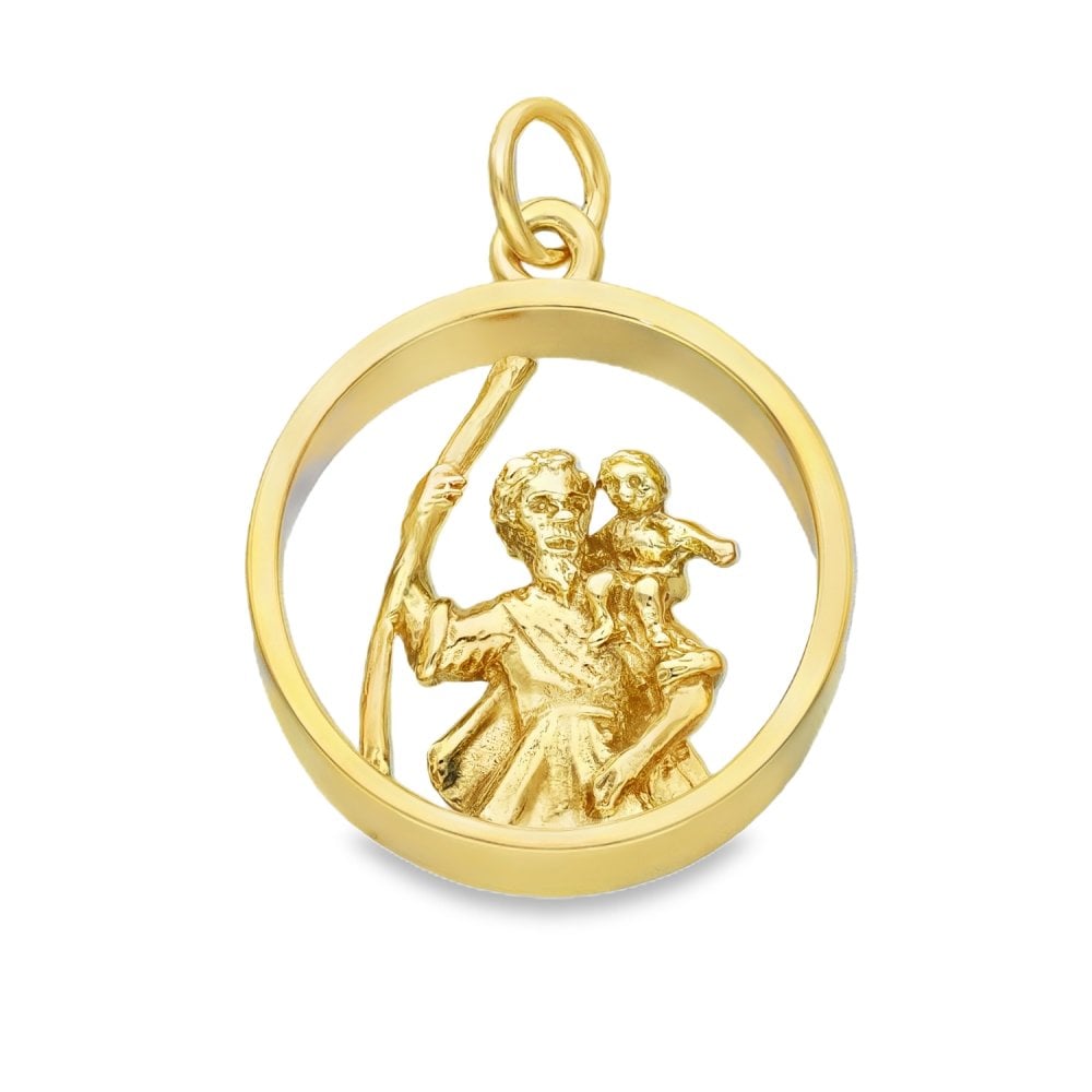 9ct Yellow Gold Open St. Christopher Pendant - 22x26x6mm - 8.4g