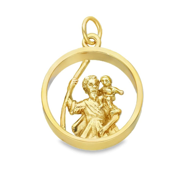 9ct Yellow Gold Open St. Christopher Pendant - 22x26x6mm - 8.4g