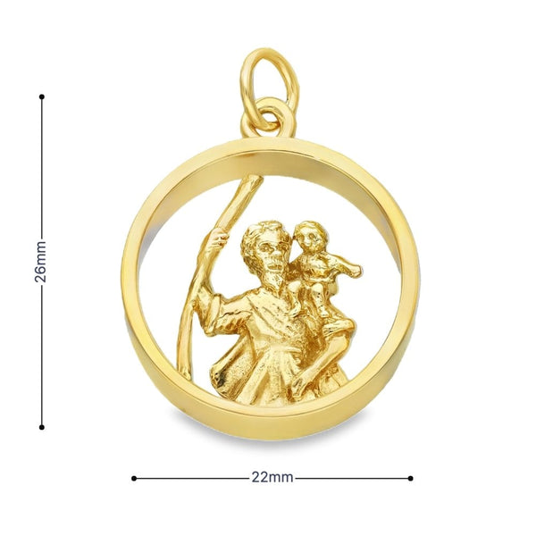 9ct Yellow Gold Open St. Christopher Pendant - 22x26x6mm - 8.4g