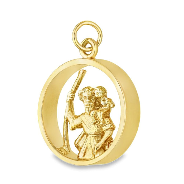 9ct Yellow Gold Open St. Christopher Pendant - 22x26x6mm - 8.4g