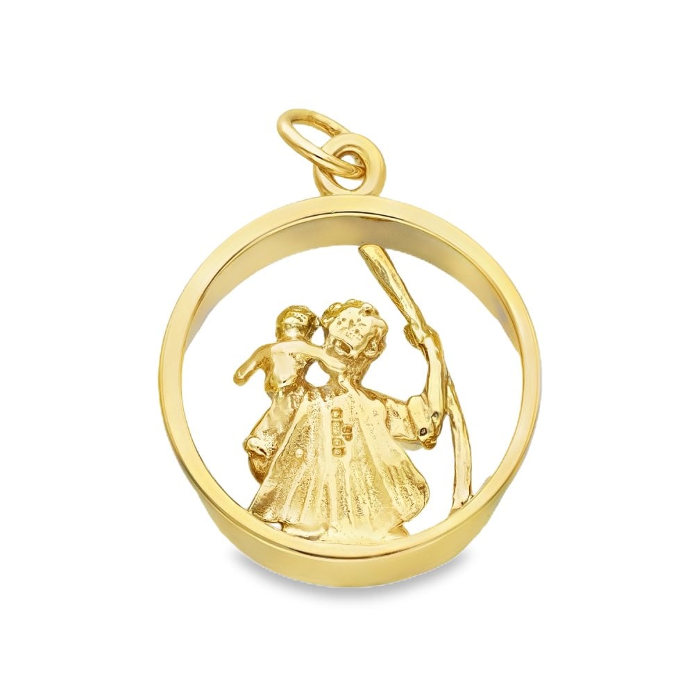 9ct Yellow Gold Open St. Christopher Pendant - 22x26x6mm - 8.4g