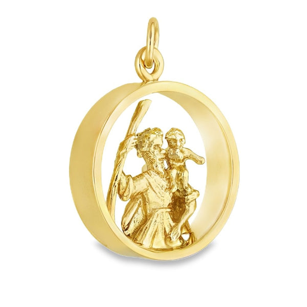 9ct Yellow Gold Open St. Christopher Pendant - 22x26x6mm - 8.4g
