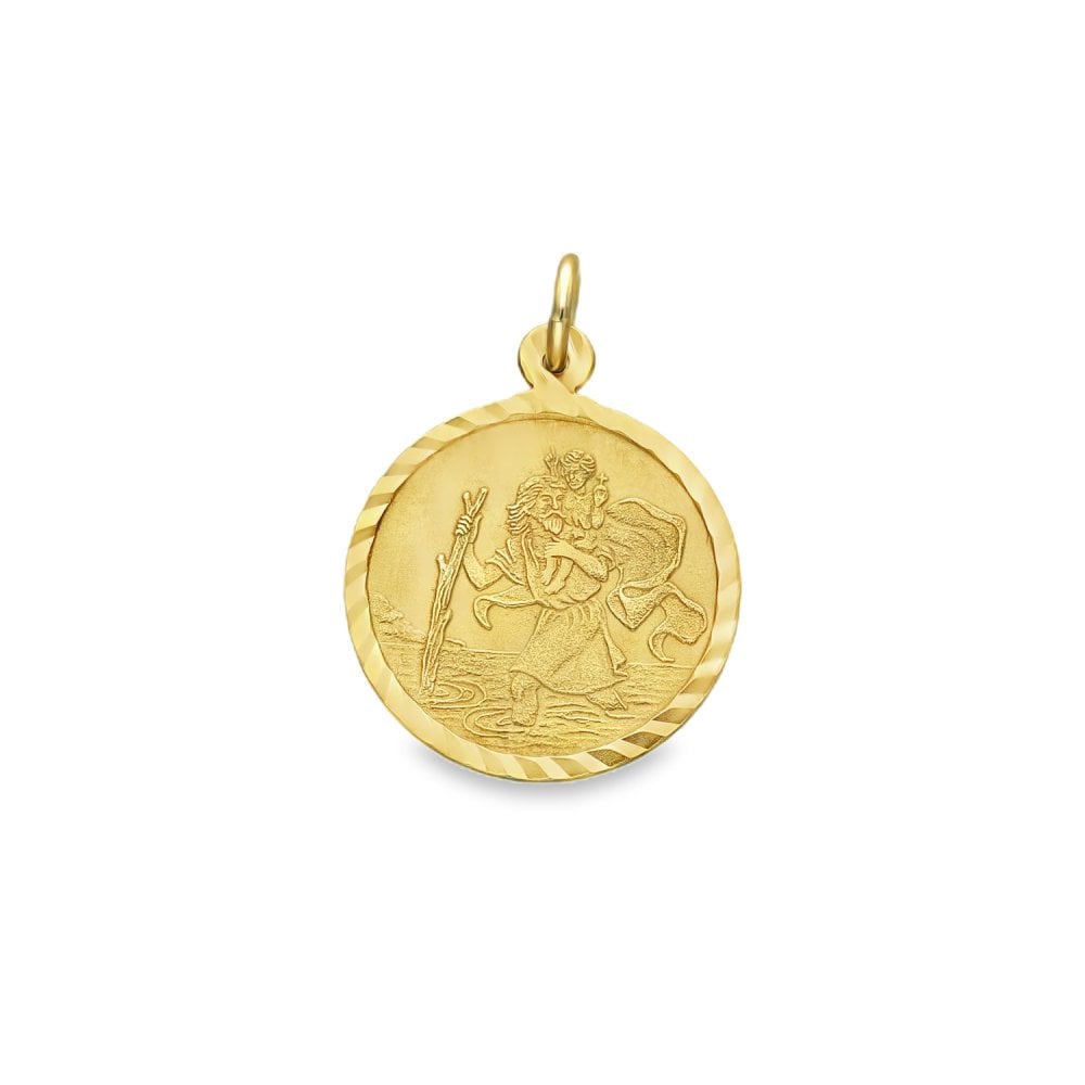9ct Yellow Gold Flat St. Christopher Pendant - 16x19x0.5mm -1.4g