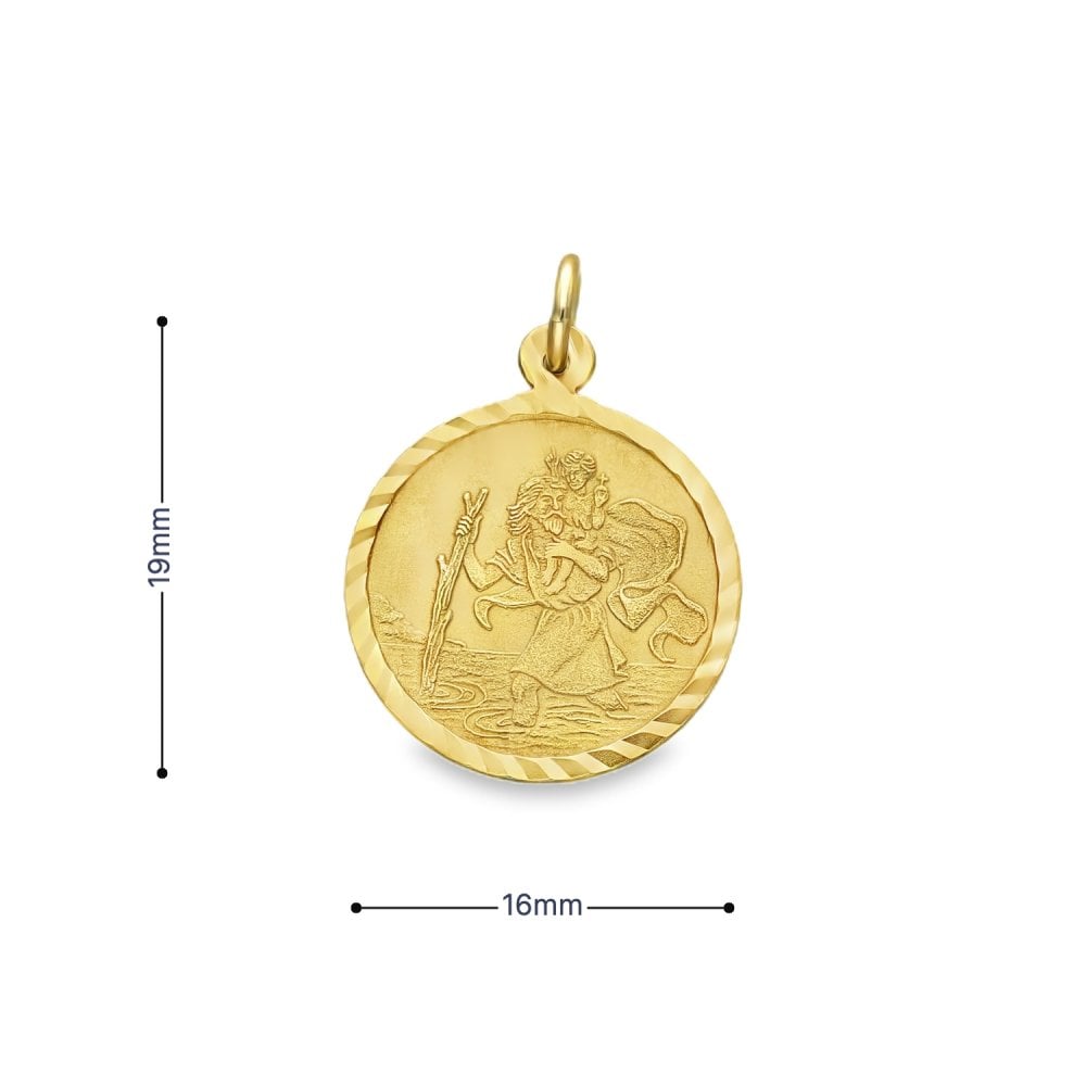 9ct Yellow Gold Flat St. Christopher Pendant - 16x19x0.5mm -1.4g