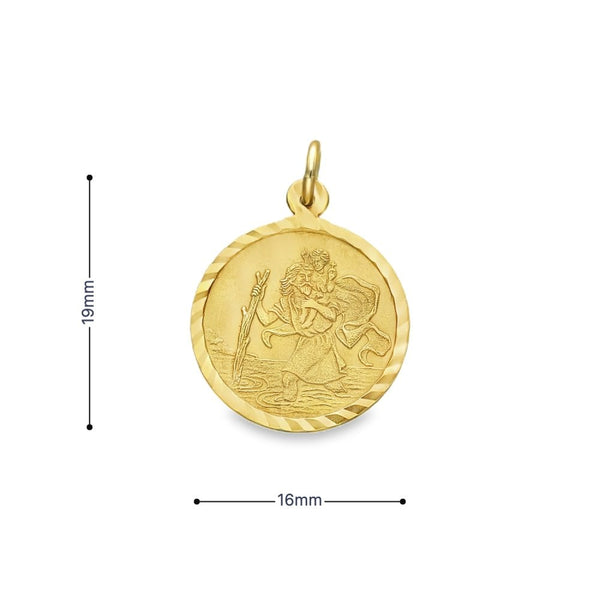 9ct Yellow Gold Flat St. Christopher Pendant - 16x19x0.5mm -1.4g