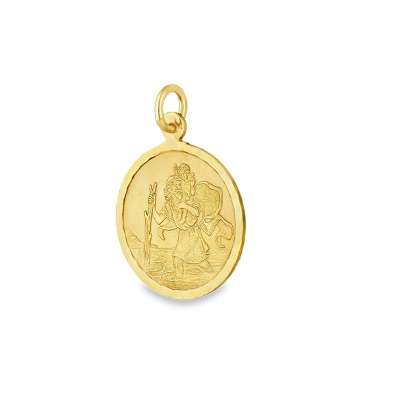 9ct Yellow Gold Flat St. Christopher Pendant - 16x19x0.5mm -1.4g