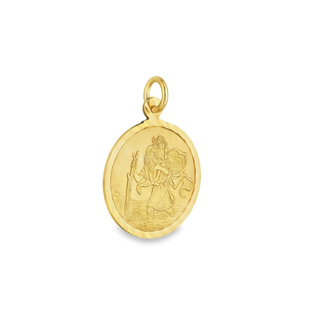 9ct Yellow Gold Flat St. Christopher Pendant - 16x19x0.5mm -1.4g