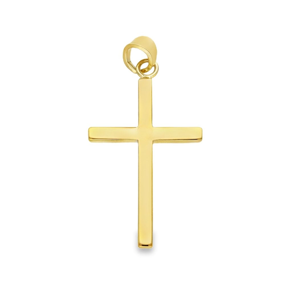 9ct Yellow Gold Patterned Block Cross Pendant -17x29x2.5mm -2.3g