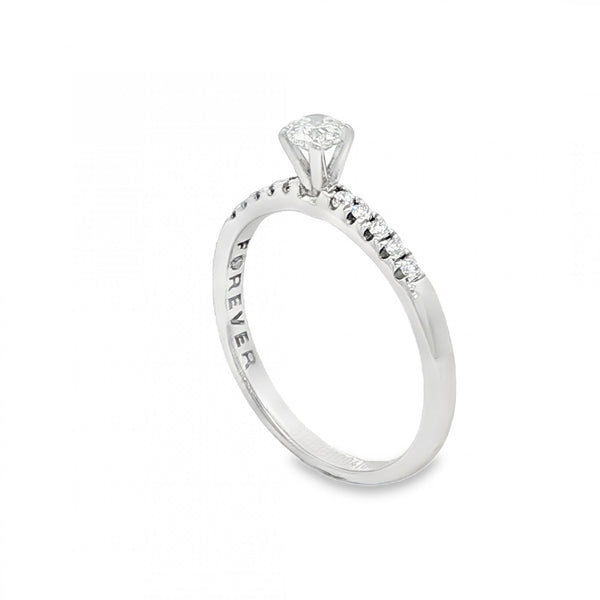 18ct White Gold Diamond Engagement Ring - Size M½ - 0.33ct