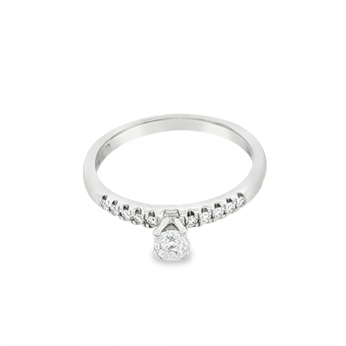18ct White Gold Diamond Engagement Ring - Size M½ - 0.33ct