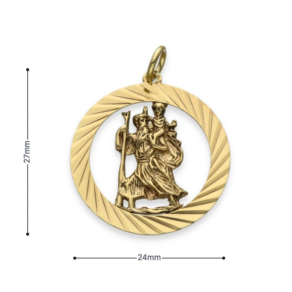 9ct Yellow Gold Open St. Christopher Pendant - 24x26x2mm - 2.8g